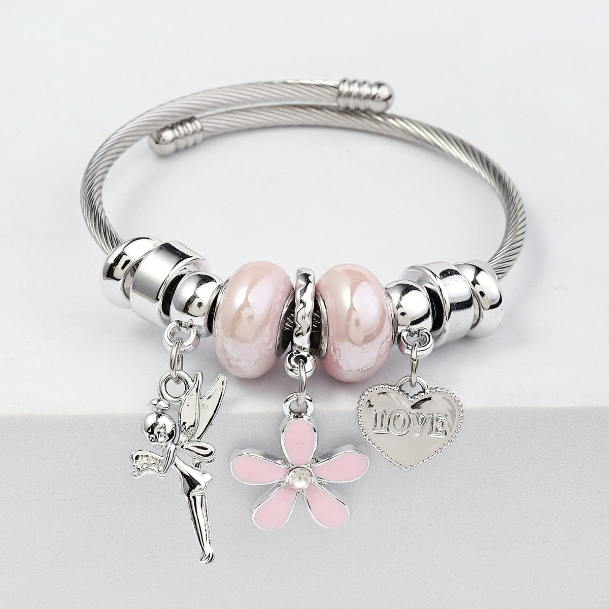 Wholesale Beaded Stainless Steel Butterfly Bracelet
